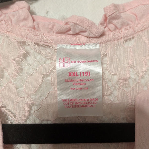 No Boundaries Light Pink Ruffle Lace Blouse - Picture 4 of 5